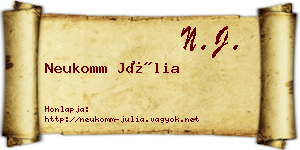 Neukomm Júlia névjegykártya